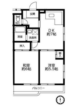 メゾンド城所(2DK/2階)の間取り写真