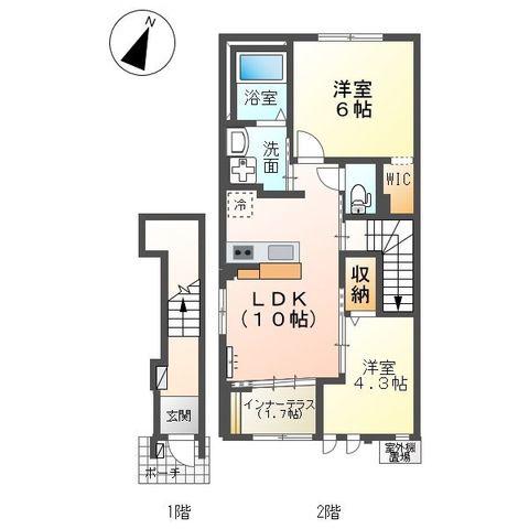メゾン唐沢(2LDK/2階)の間取り写真