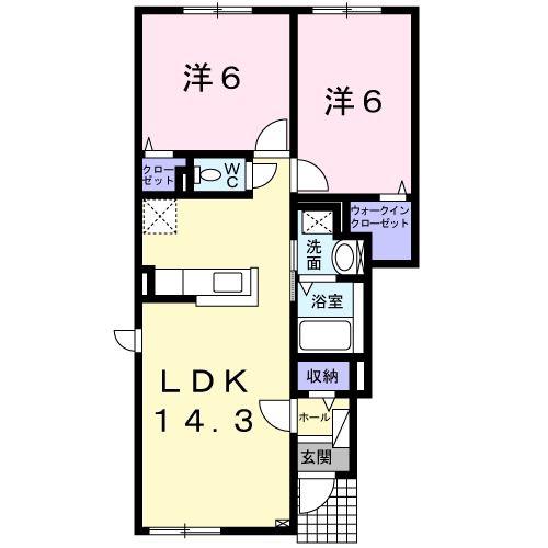 グラン・セノーテ(2LDK/1階)の間取り写真