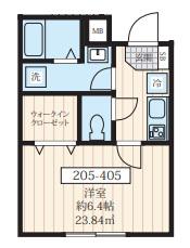 フォセット南浦和(1K/4階)の間取り写真