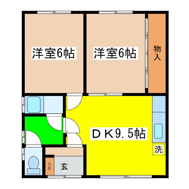 とき和マンション(2DK/1階)の間取り写真