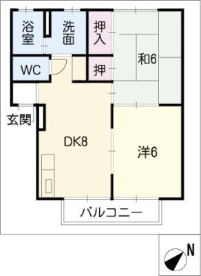エグチタウン(2DK/1階)の間取り写真
