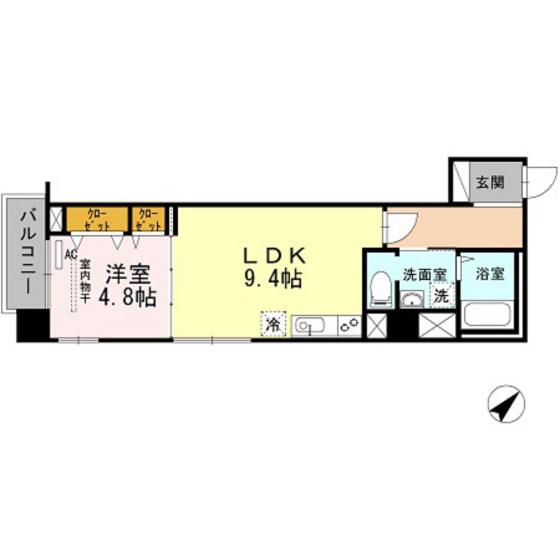 ボン シャンス(1LDK/1階)の間取り写真