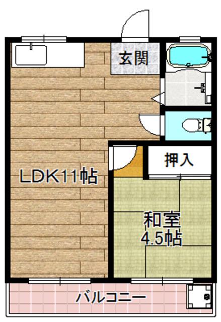 ローズマンション(1LDK/2階)の間取り写真