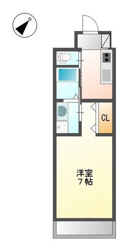 LA LONG 海老名(1K/3階)の間取り写真