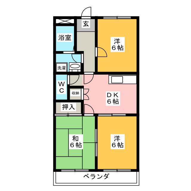 フォレストハイム21(3DK/2階)の間取り写真