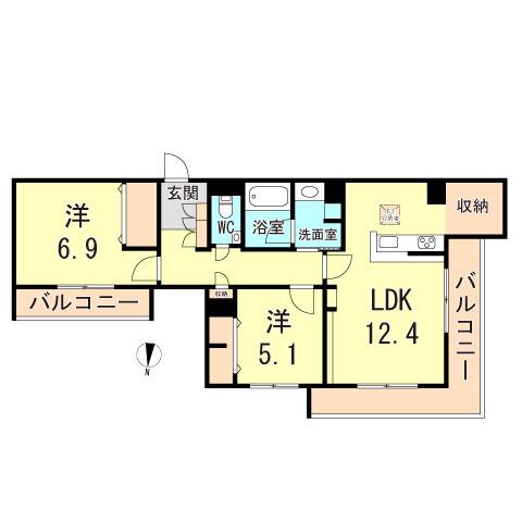 シャーメゾン大市プレミア ANNEX(2LDK/3階)の間取り写真