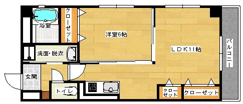 ASHIYA VIVID 海田(1LDK/4階)の間取り写真