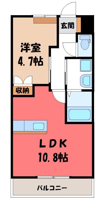 MRイースト(1LDK/1階)の間取り写真