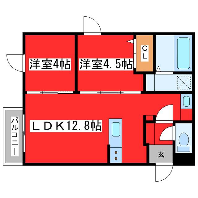 カームヒルズ西岡(2LDK/5階)の間取り写真