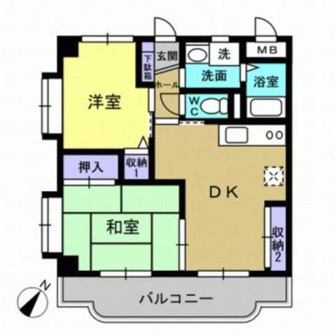 ティアラハイツ栄門(2DK/3階)の間取り写真