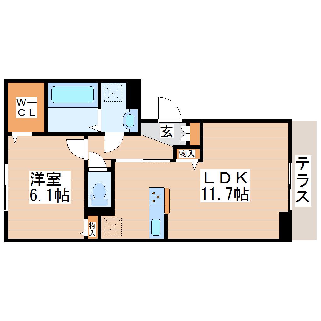 フルール・デ・シャン B(1LDK/3階)の間取り写真