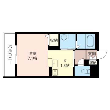 ソレムII橘(1K/2階)の間取り写真