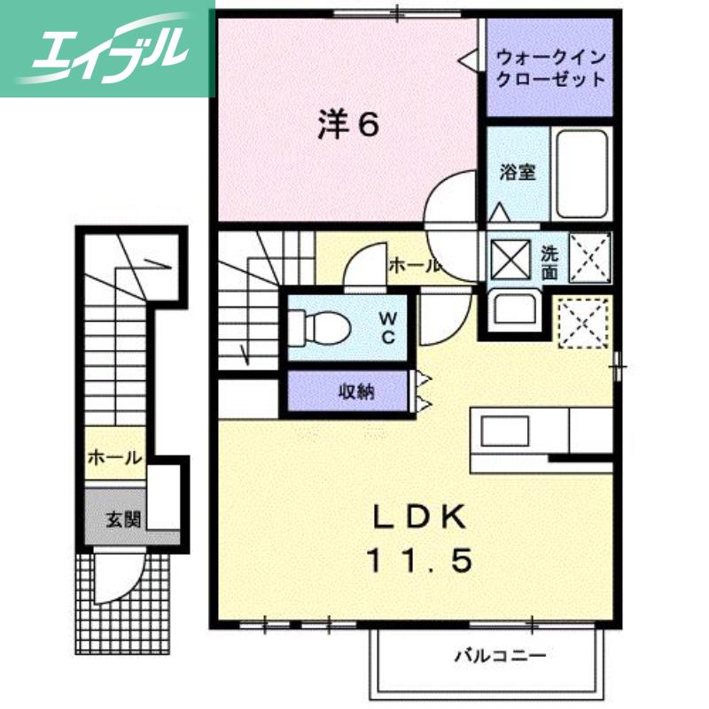 OAZO B(1LDK/2階)の間取り写真
