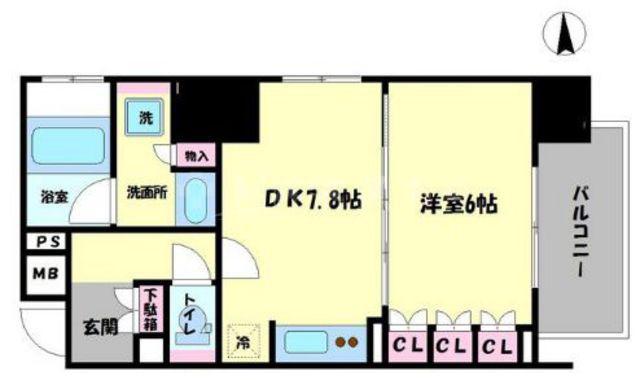 リーガル南堀江(1DK/2階)の間取り写真