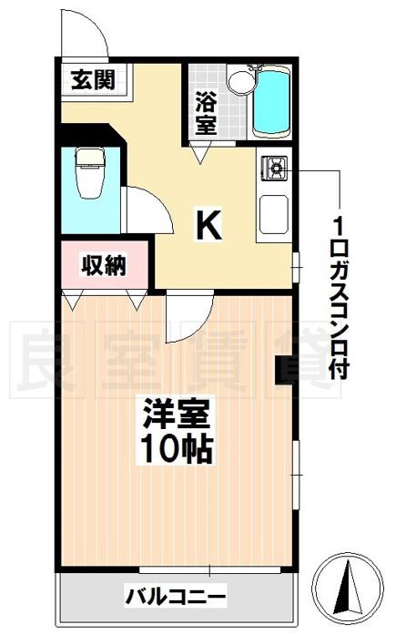 愛北ビル本笠寺(1K/3階)の間取り写真