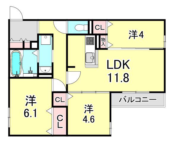 LA MAISON青木町I(3LDK/3階)の間取り写真