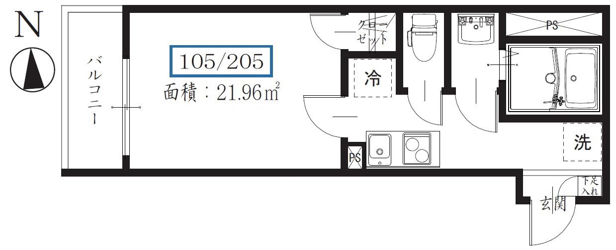 ONE MILE 大塚(1K/1階)の間取り写真