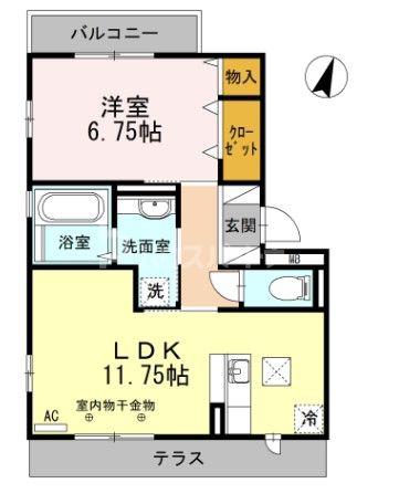 ロイヤルティアラVI(1LDK/1階)の間取り写真