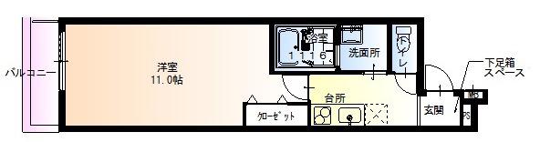 フジパレス松下町I番館(1K/3階)の間取り写真