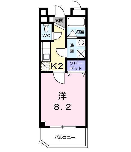 カサ・ビエント(1K/2階)の間取り写真