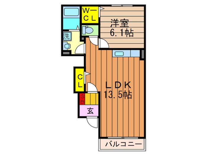 グランソレイユ楠葉(1LDK/1階)の間取り写真