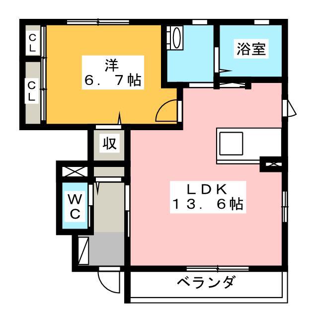 ルミエール小池(1LDK/1階)の間取り写真