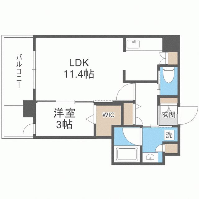 エンクレスト天神南PURE(1LDK/12階)の間取り写真