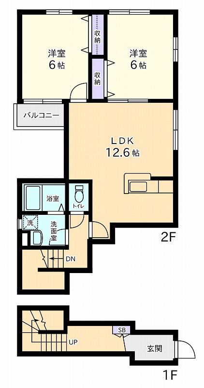 PIAZZA初台(2LDK/2階)の間取り写真