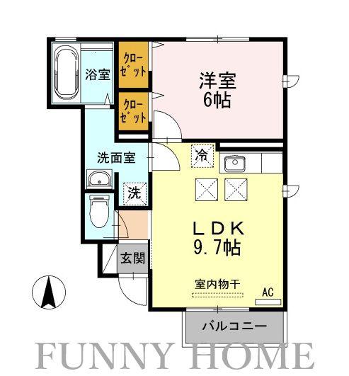 サニーウェル砧(1LDK/1階)の間取り写真