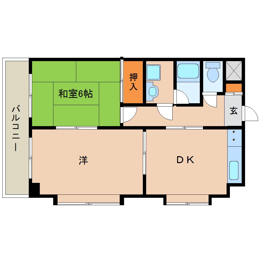 RESIDENCE塚口(2DK/3階)の間取り写真