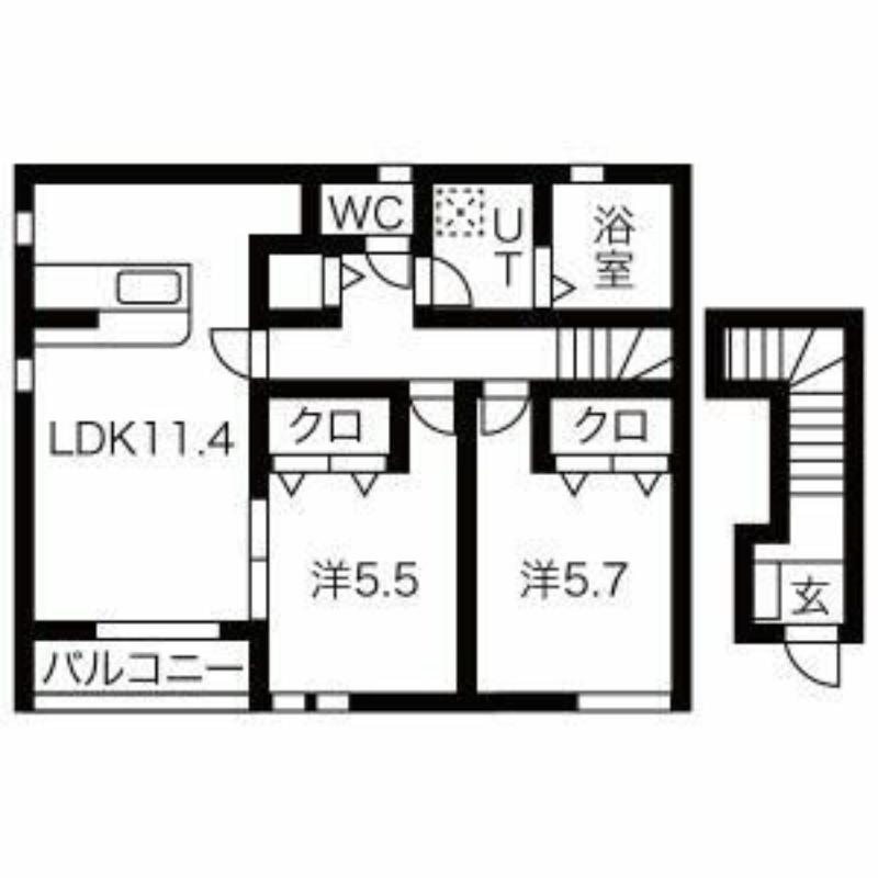 PAL DWELLB棟(2LDK/2階)の間取り写真