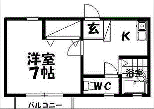 ピュアステージ花咲(1K/2階)の間取り写真