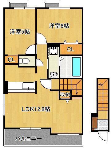ラフィーネ(2LDK/2階)の間取り写真