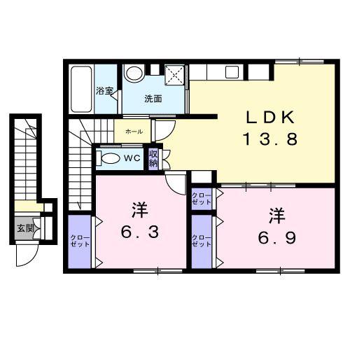 アリビオ(2LDK/2階)の間取り写真
