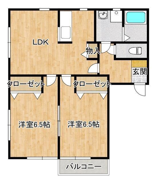 メリディアンΑ(2LDK/2階)の間取り写真