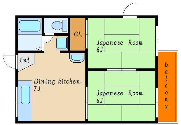 ハイツ野々上(2DK/2階)の間取り写真