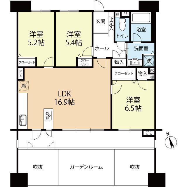 パーク・サンリヤン大橋A(3LDK/4階)の間取り写真