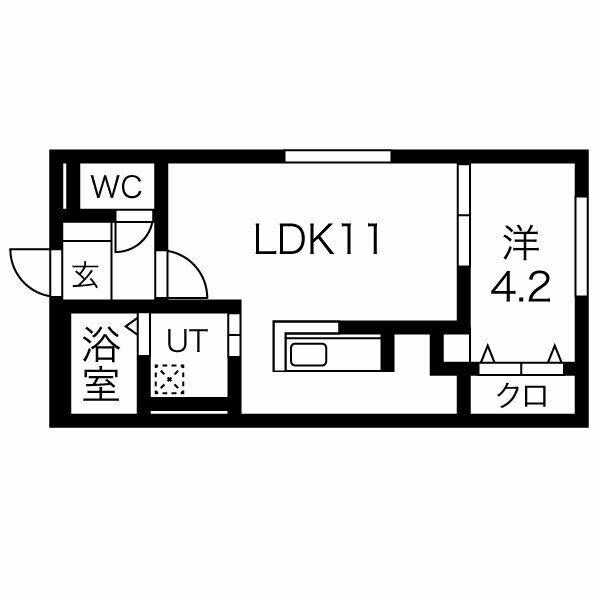 PRECIOSA菊水(1LDK/4階)の間取り写真