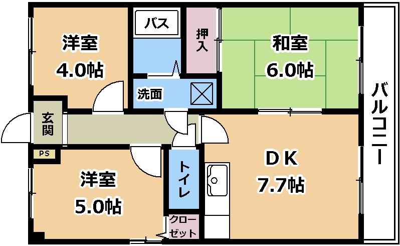 ブライトンステージ(3DK/1階)の間取り写真