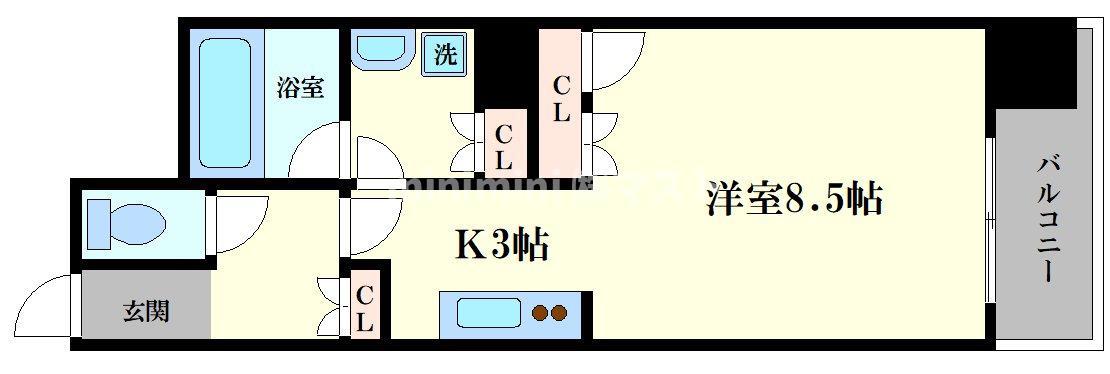 リーガル弁天町II(1K/11階)の間取り写真