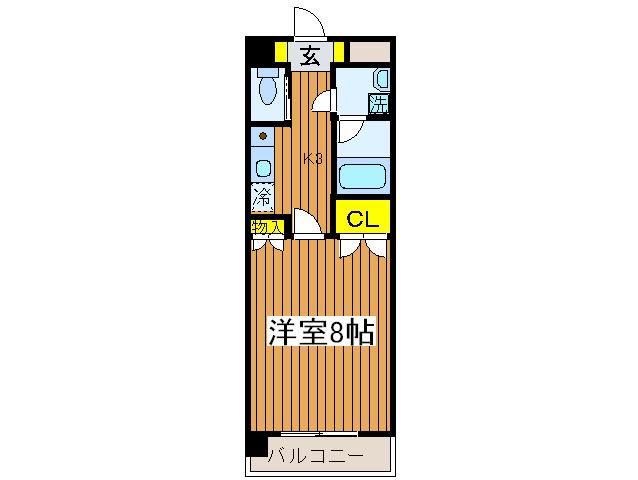 サン・ヒルズ堀之内(1K/2階)の間取り写真