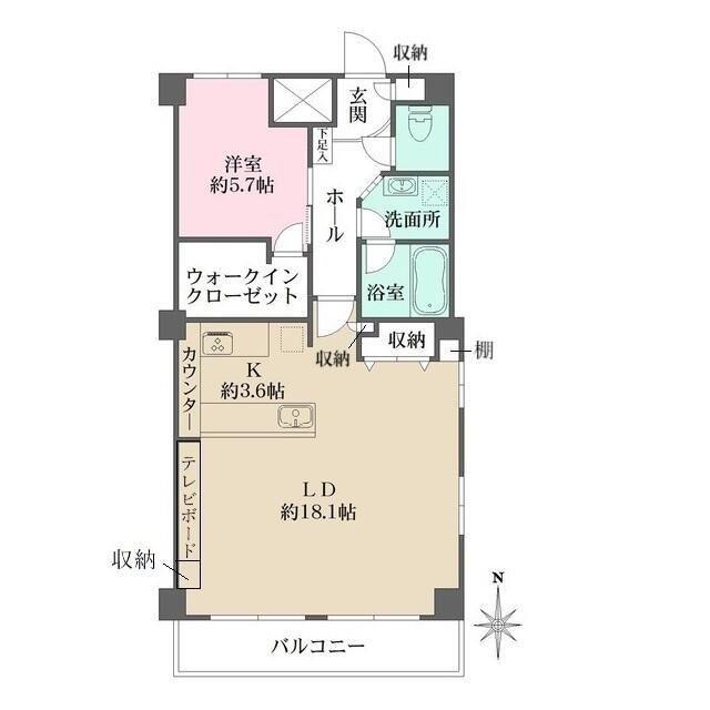 藤和ハイタウン新宿(1LDK/7階)の間取り写真