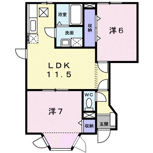 メープルタウンA(2LDK/1階)の間取り写真