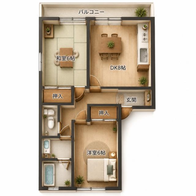 ハイツあや(2DK/1階)の間取り写真