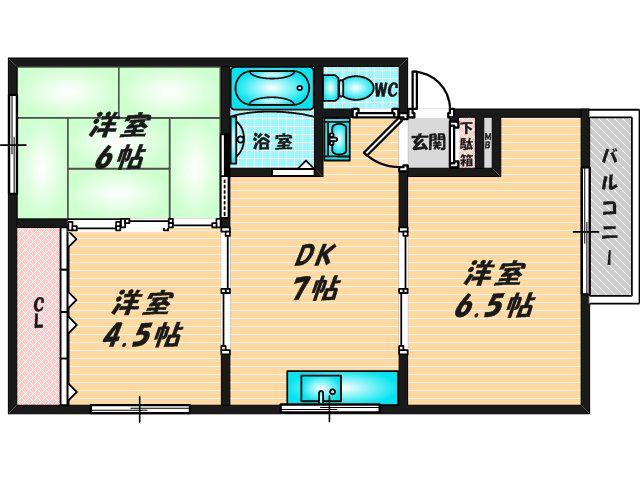 ニッコーハイツ東花園(3DK/2階)の間取り写真