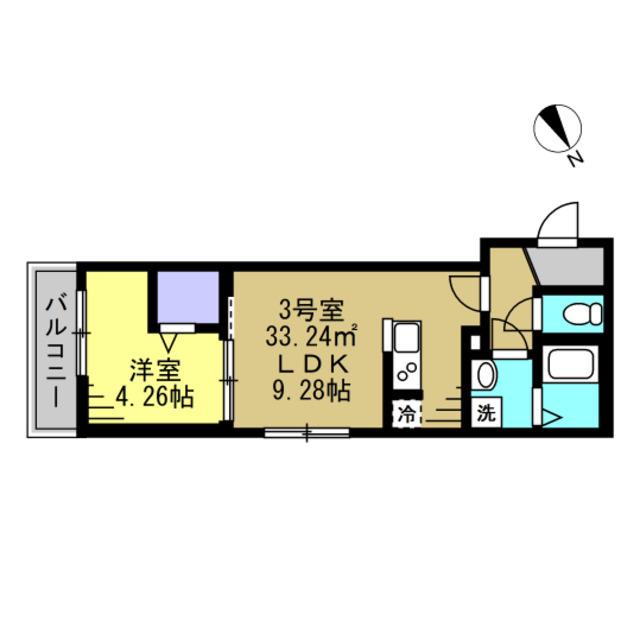 アジュール新松戸02(1LDK/3階)の間取り写真