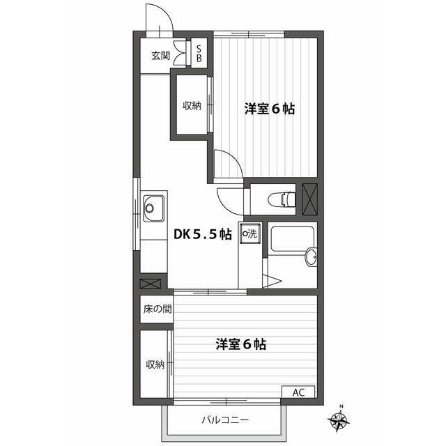 第二マンションウエスト(2DK/1階)の間取り写真
