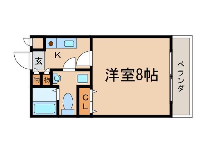 テラスコート深草(1K/2階)の間取り写真