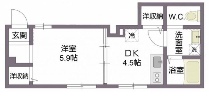 ハルキ押上(1DK/1階)の間取り写真